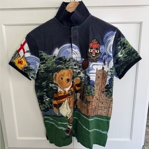 Polo Ralph Lauren Rugby Kicking Bear Shirt Men’s LG Custom Slim Fit St Andrew’s